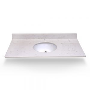 61" Dove White Single Round Sink With Quartz Counter Top