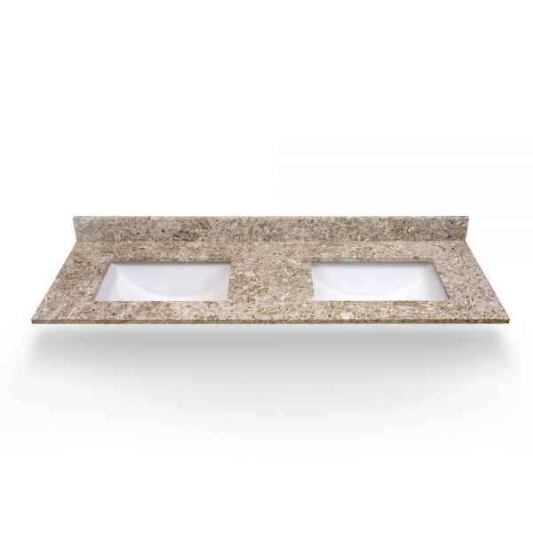 61" Giallo Ornamental Double Square Sink Quartz Counter Top
