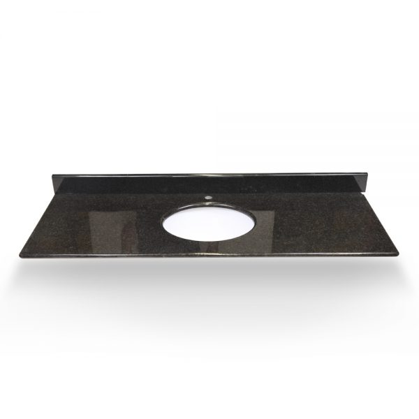 49" Black Pearl Round Granite Sink With Granite Counter Top