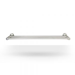 Double round brushed nickel towel bar