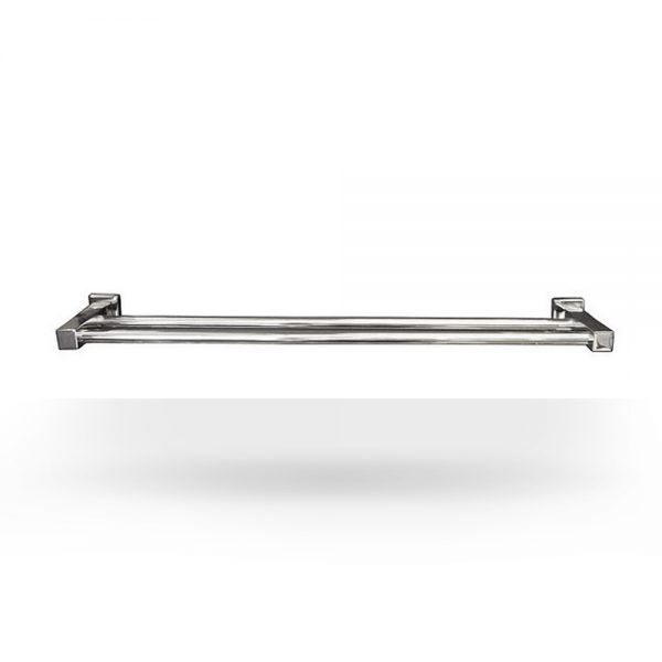Square brushed nickel double towel Bar